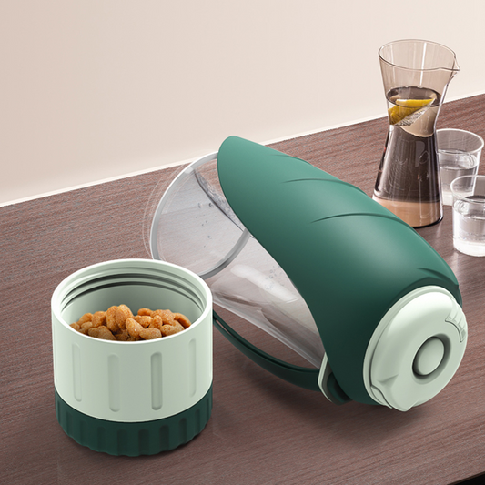 2-in-1 Portable Dog Water Bottle & Food Bowl, Leakproof and Foldable